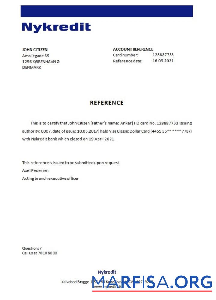 Blank Denmark Nykredit closure reference sample